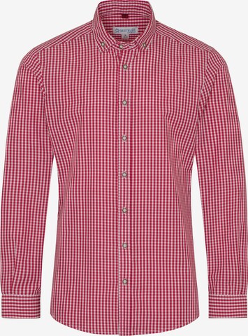 SPIETH & WENSKY Slim fit Traditional Button Up Shirt 'TG-Detmold' in Red: front