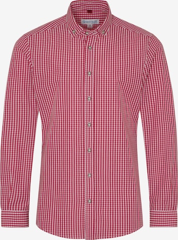 SPIETH & WENSKY Slim fit Traditional Button Up Shirt 'TG-Detmold' in Red: front