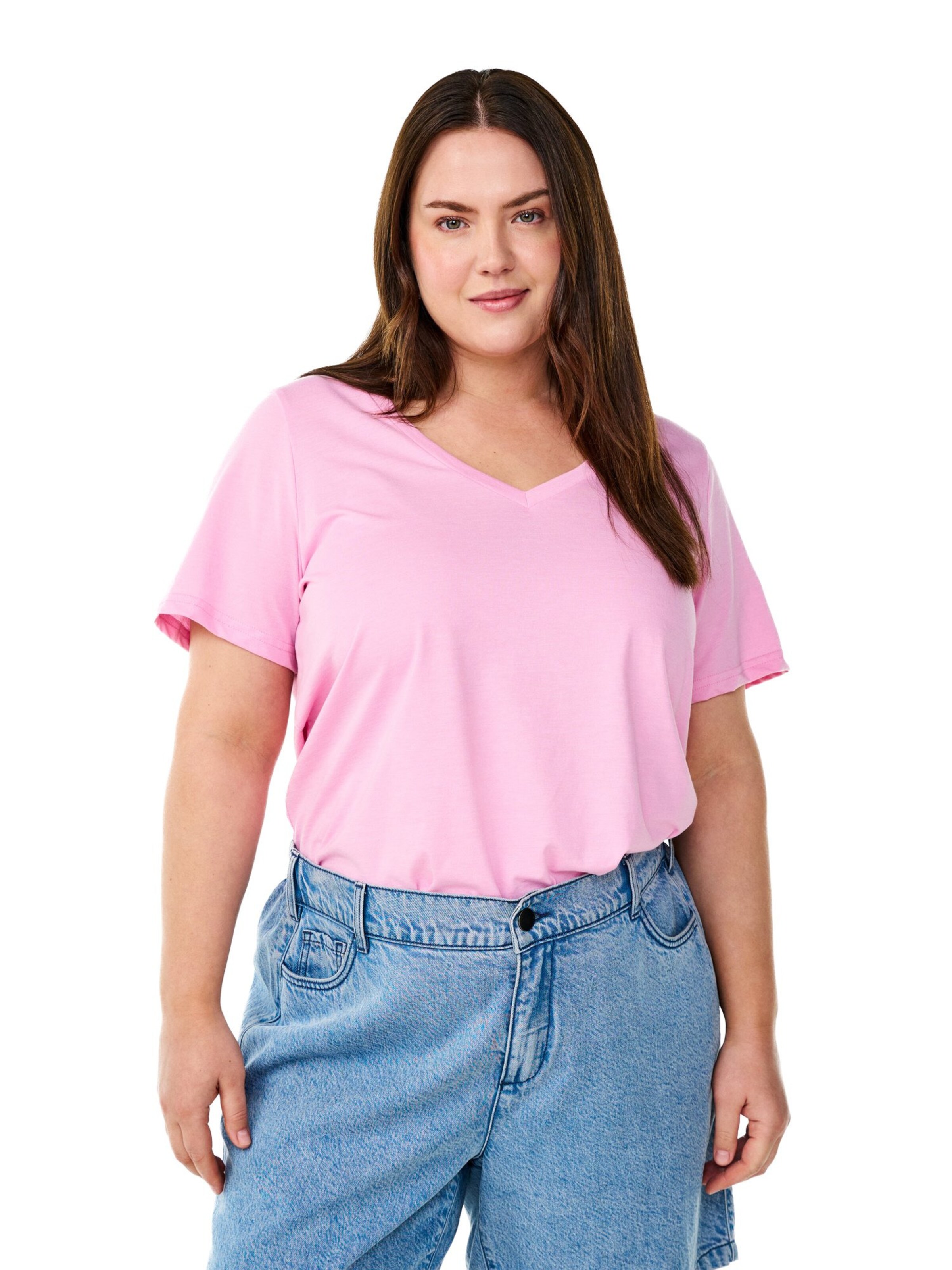 Zizzi Shirts 'MKATJA' i pink: forside