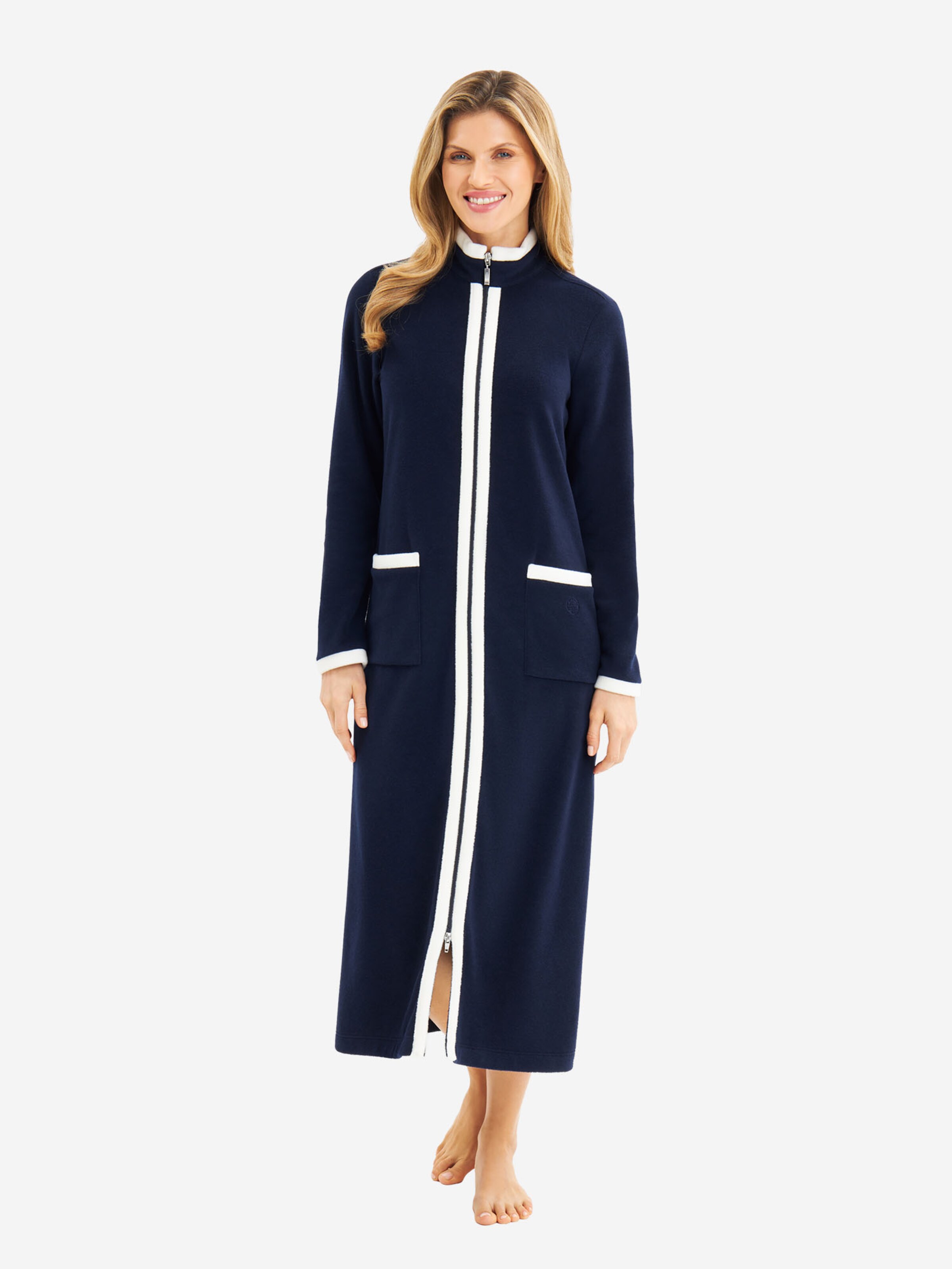 FÉRAUD PARIS Short Bathrobe ' Fleece ' in Blue: front