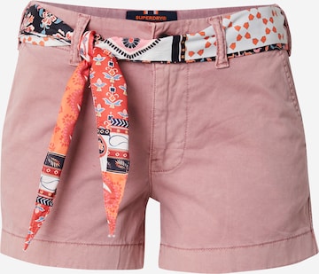 Coupe slim Pantalon chino 'Classic' Superdry en rose : devant