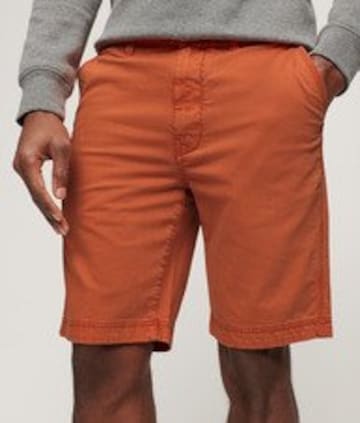 Coupe slim Pantalon chino 'Officer' Superdry en orange : devant