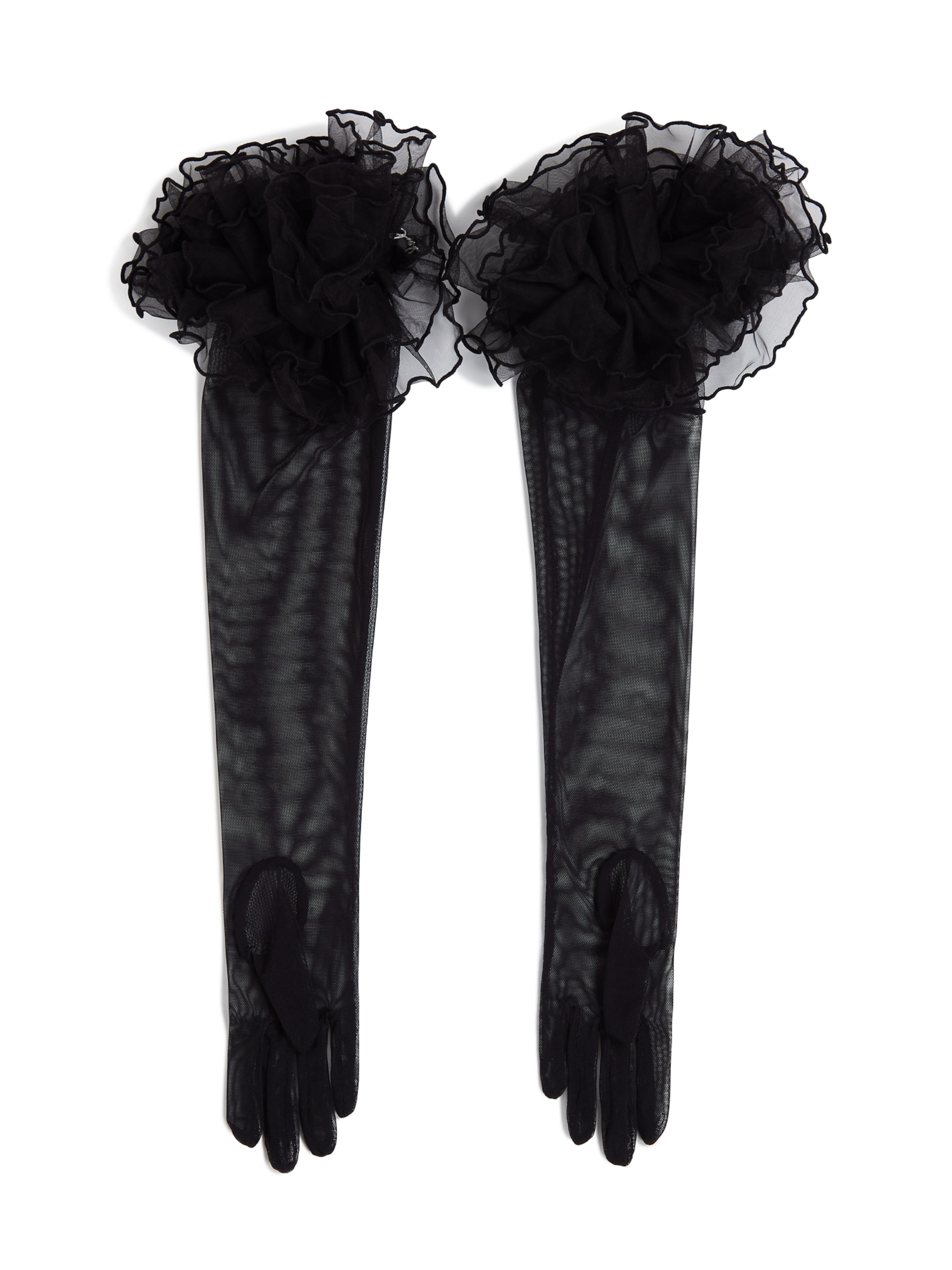 Karl Lagerfeld Prstové rukavice 'SIGNATURE LONG RUFFLED' - Čierna