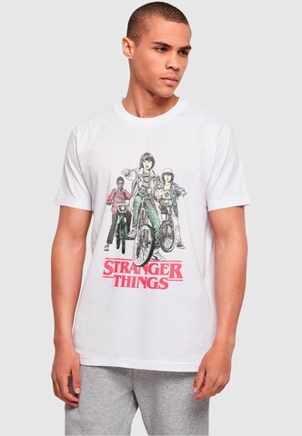 ABSOLUTE CULT T-Shirt 'Stranger Things - Retro Bikers' in Weiß: Vorderseite