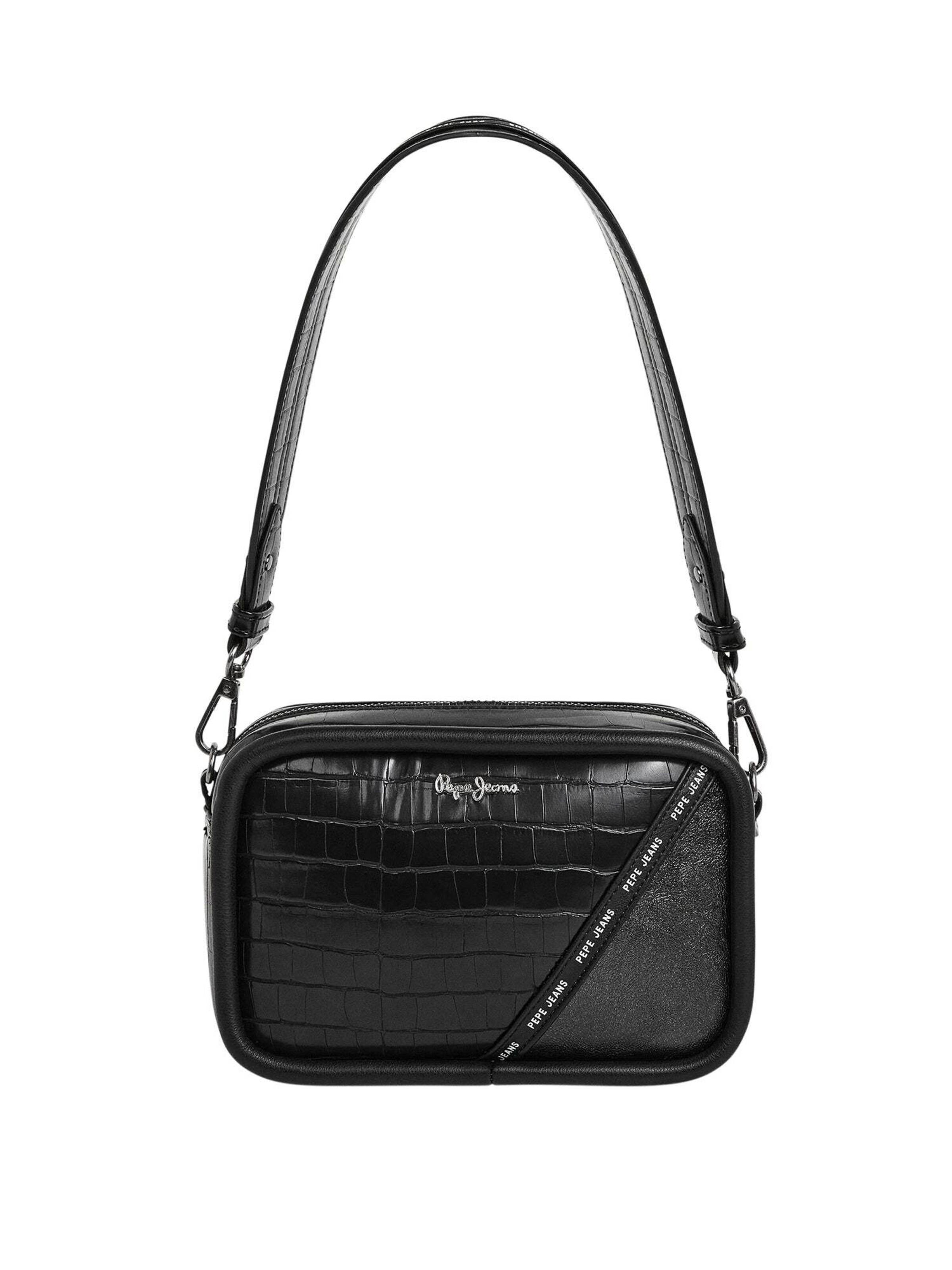 Pepe Jeans Schoudertas ' KEYRA CROCO ' in Zwart: voorkant