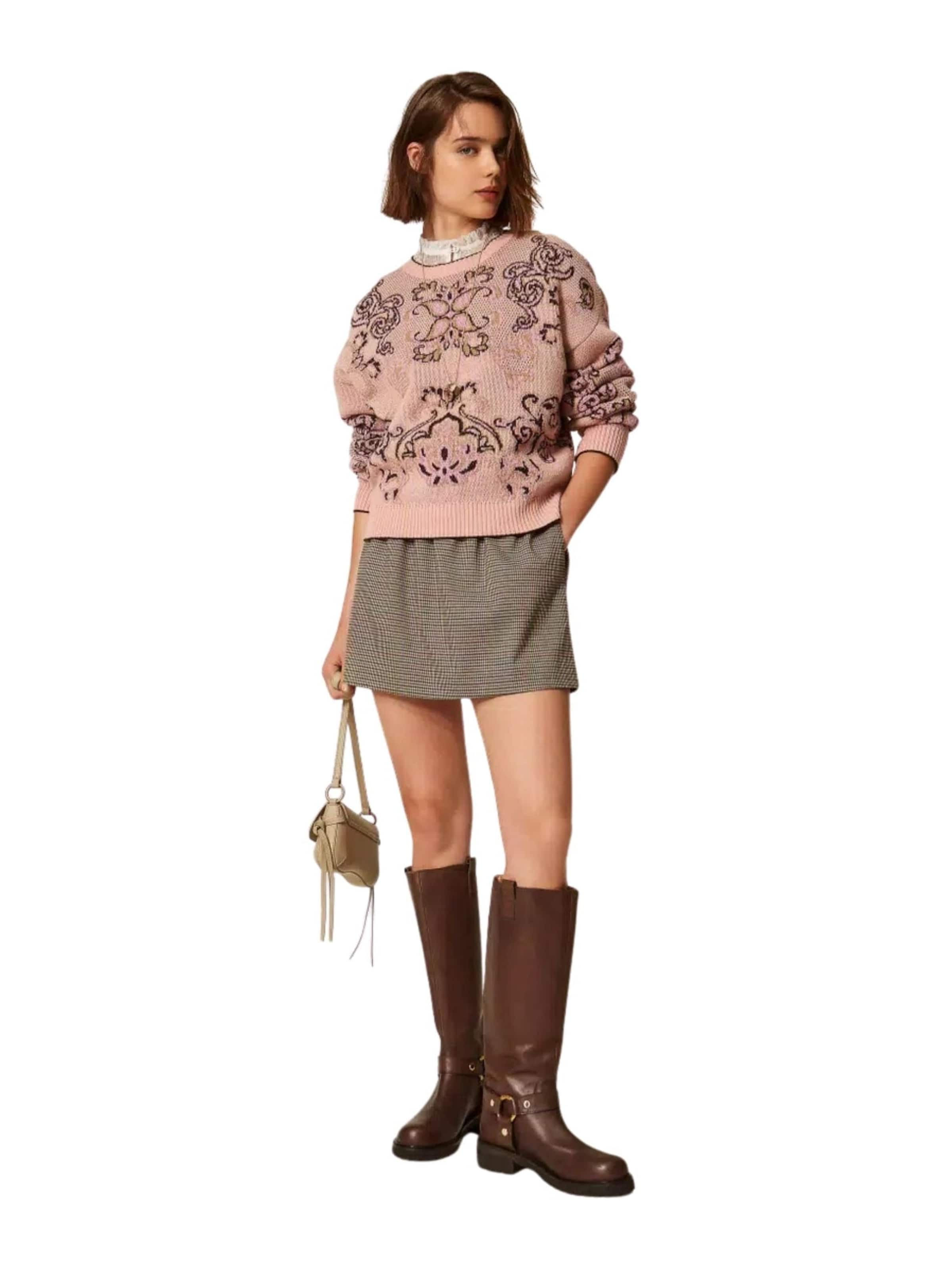 Twinset Pullover 'Jacquard wool blend sweater'‌‌‌‌‌‌‌‌‌‌ in Pink