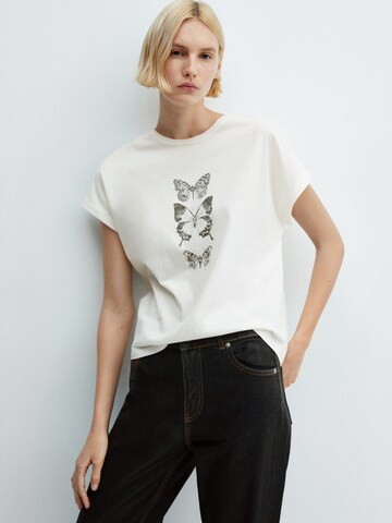 MANGO T-shirt 'ILUSTRA' i vit: framsida