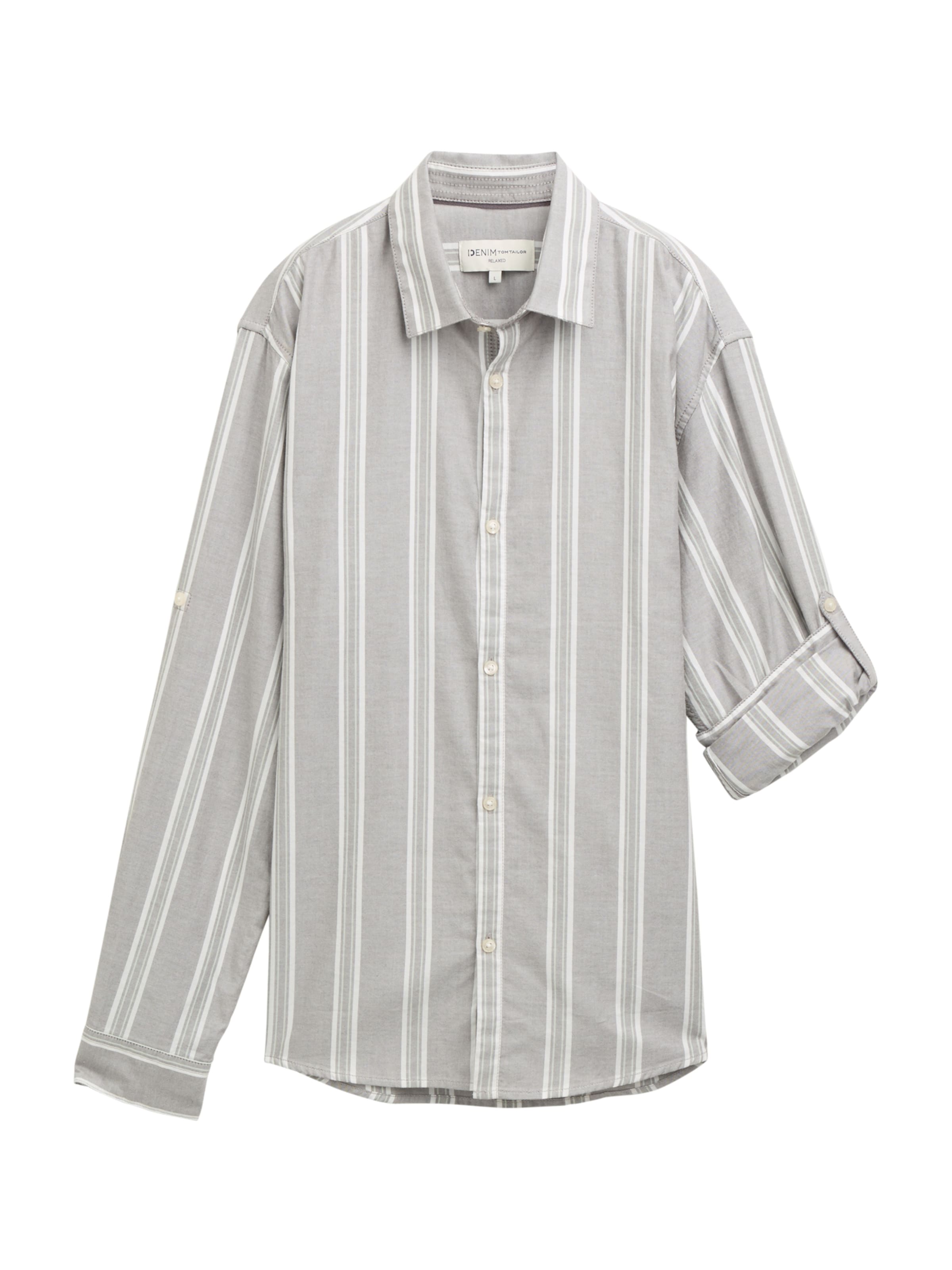 TOM TAILOR DENIM Chemise en gris / blanc, Vue avec produit