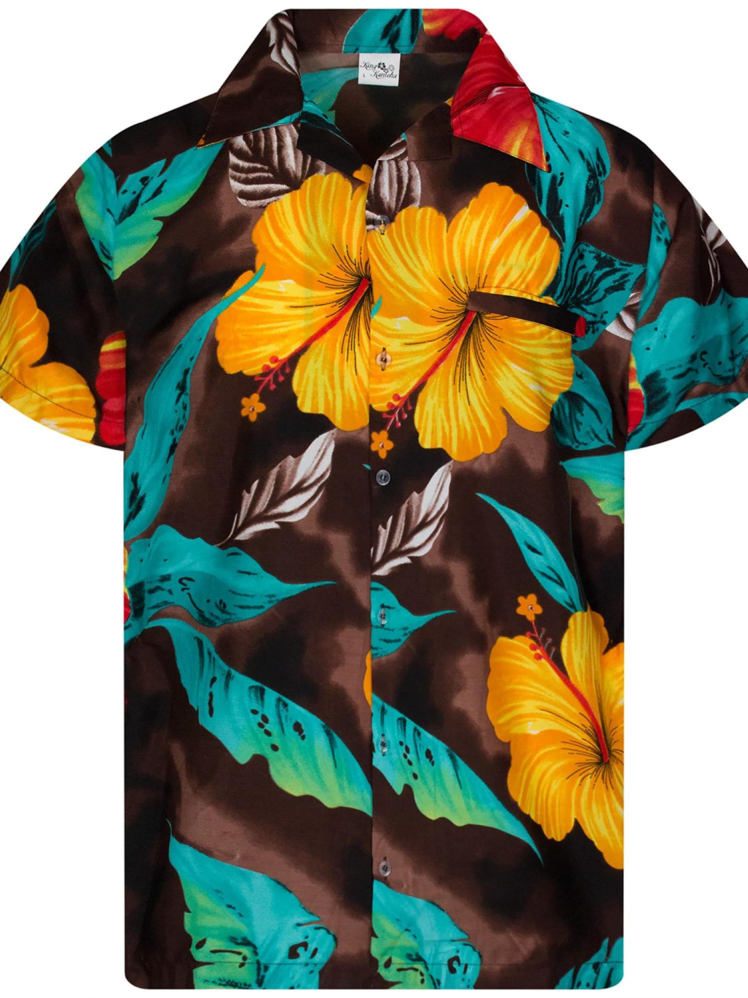 Maglietta 'Big Flower' di King Kameha in marrone: frontale