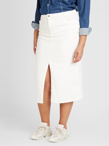 Vero Moda Curve Rok 'LUCKY' in Wit: voorkant