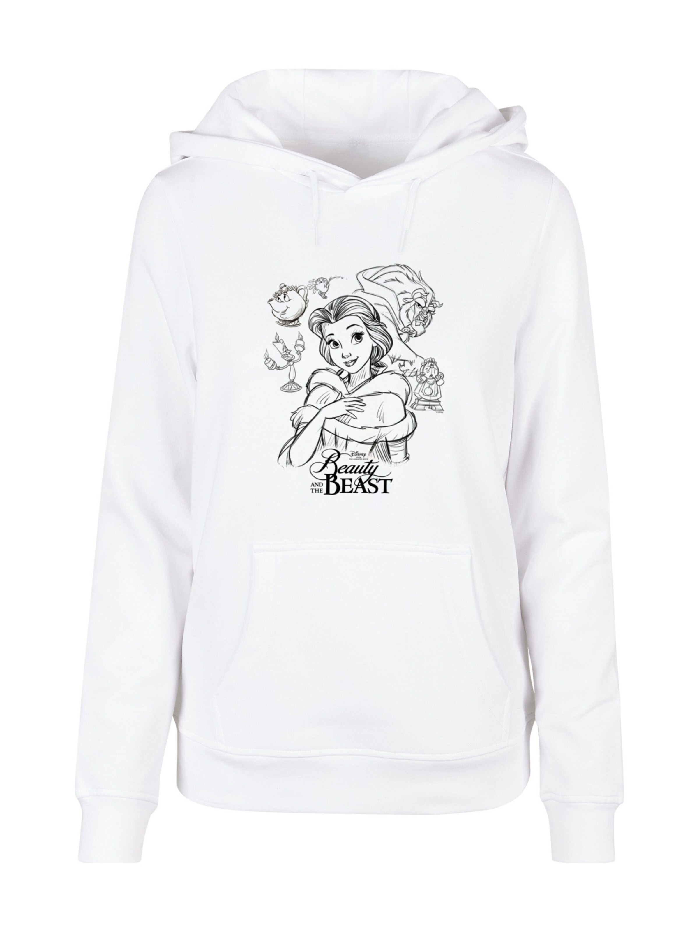 Sweat-shirt 'Die Schöne und das Biest Collage Sketch' F4NT4STIC en blanc : devant