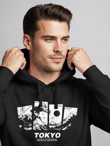 Neverless Sweatshirt 'Tokyo Wave' in Schwarz