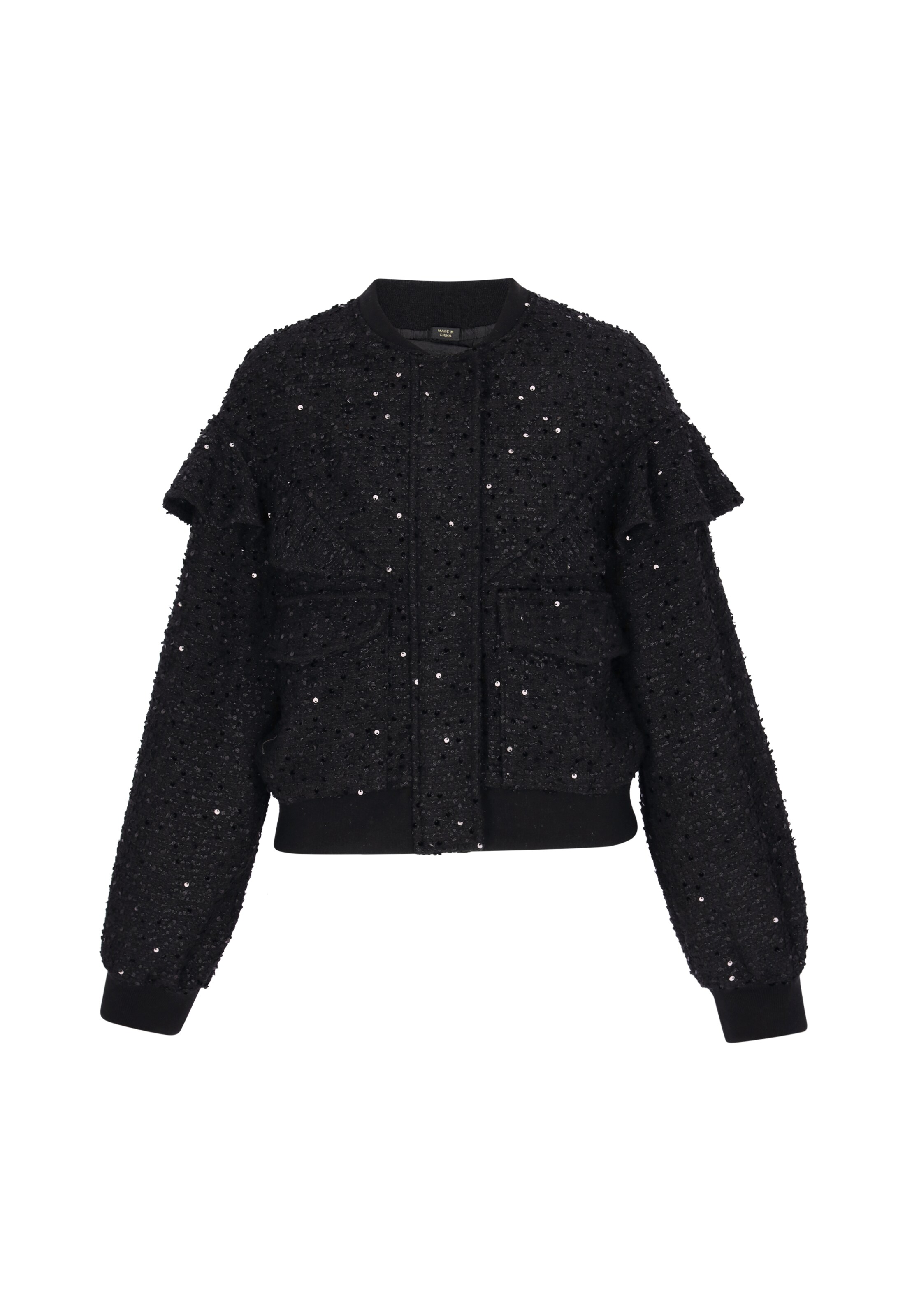 faina Between-Season Jacket 'Festive' in Black: front