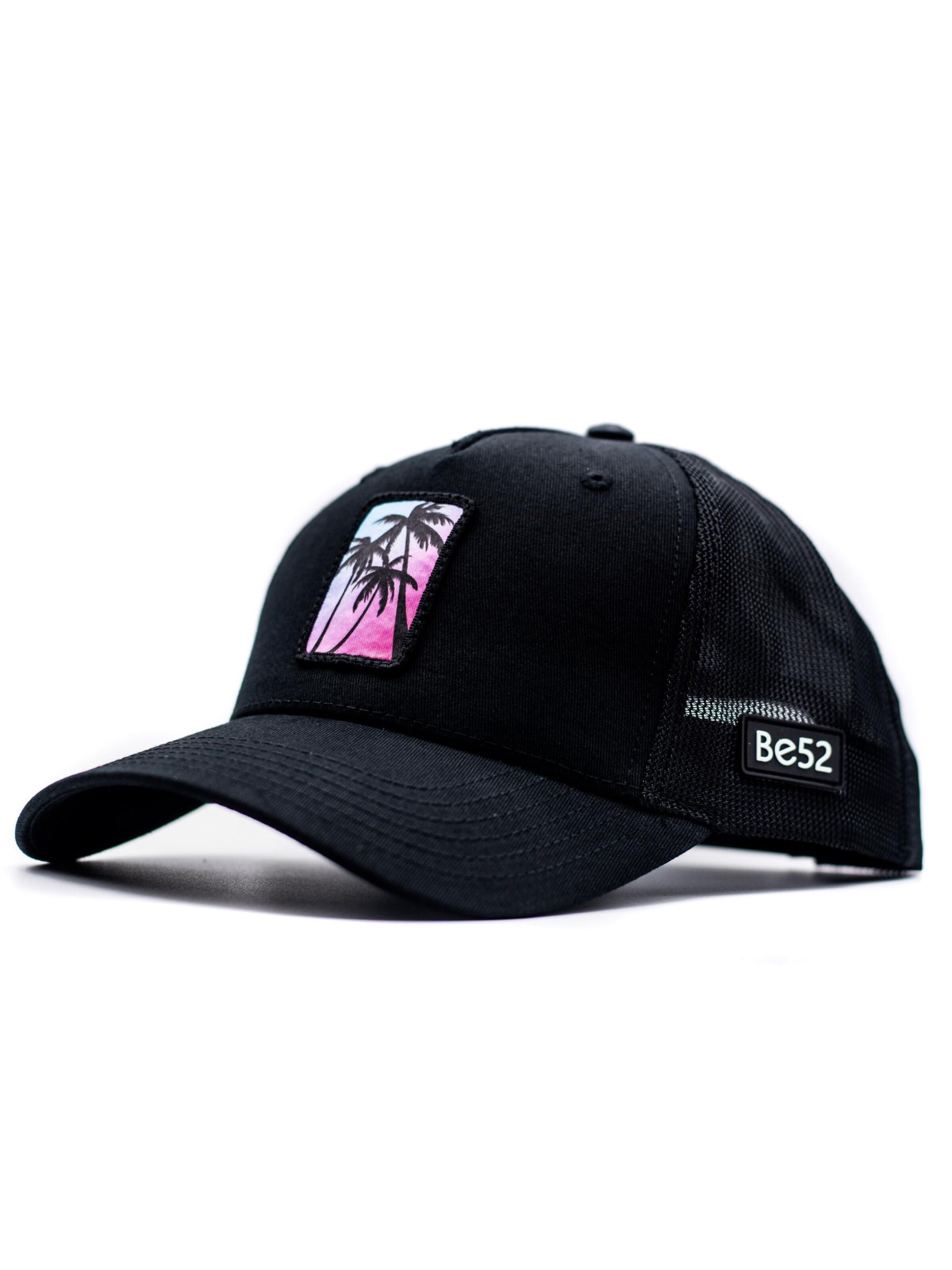 Be52 Cap 'Palms' in Black: front