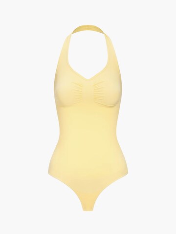 cfab (formerly creamy fabrics) - Body moldeador 'Neckholder Shapewear mit String' en amarillo: frente