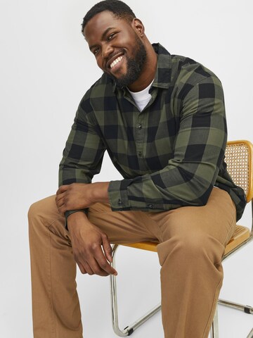 Jack & Jones Plus Comfort fit Overhemd 'JJEGINGHAM' in Groen