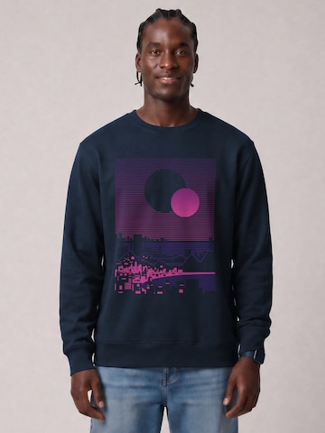 Watapparel Sweatshirt 'Sun And Moon Skyline' in Blauw: voorkant