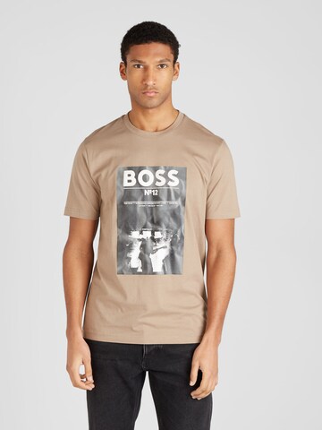 T-Shirt 'Ticket' BOSS en marron : devant