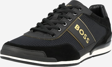 BOSS Black - Sapatilhas baixas 'Saturn' em preto: frente