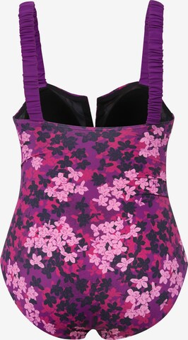 Ulla Popken T-shirt Shaping Swimsuit in Purple