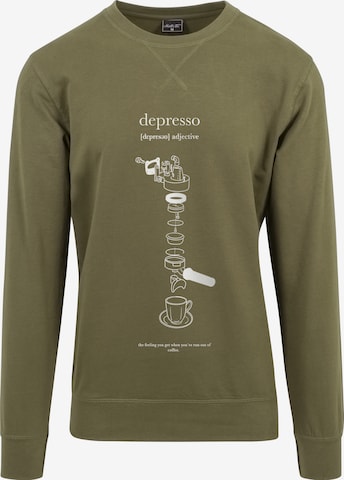 MT Upscale Sweatshirt 'Depresso' in Grün: predná strana