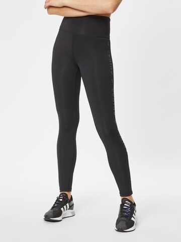 ADIDAS PERFORMANCE Skinny Workout Pants 'Optime Icons 3-Bar' in Black: front