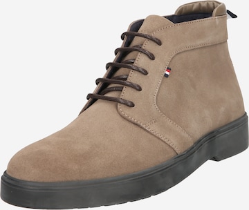 TOMMY HILFIGER - Botas com atacadores em bege: frente