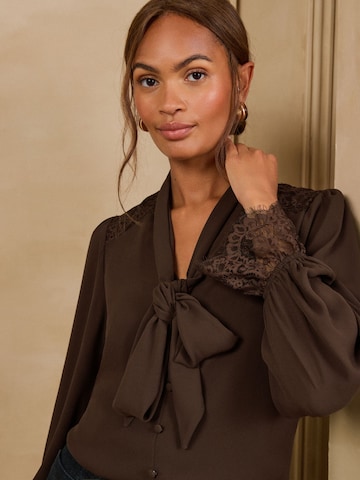 Chemisier love & roses en marron