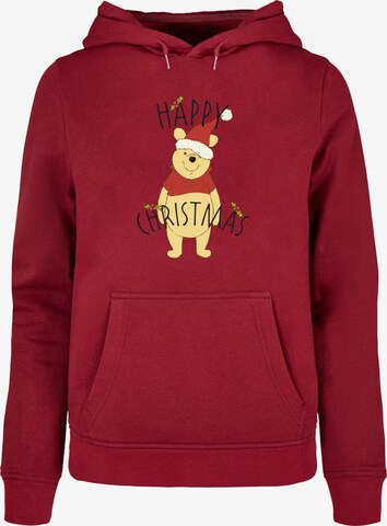 ABSOLUTE CULT Sweatshirt 'Winnie The Pooh - Happy Christmas Holly' in Rood: voorkant