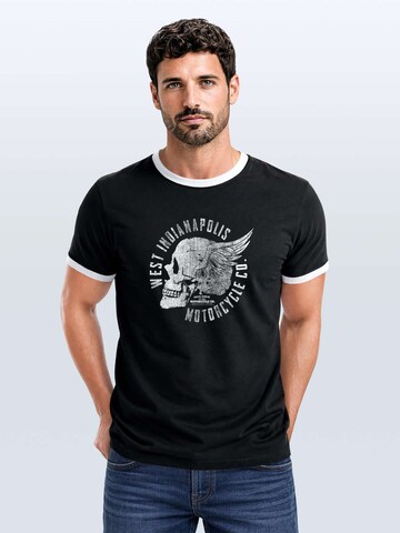 Neverless Shirt 'Motorcycle Skull' in Black: front
