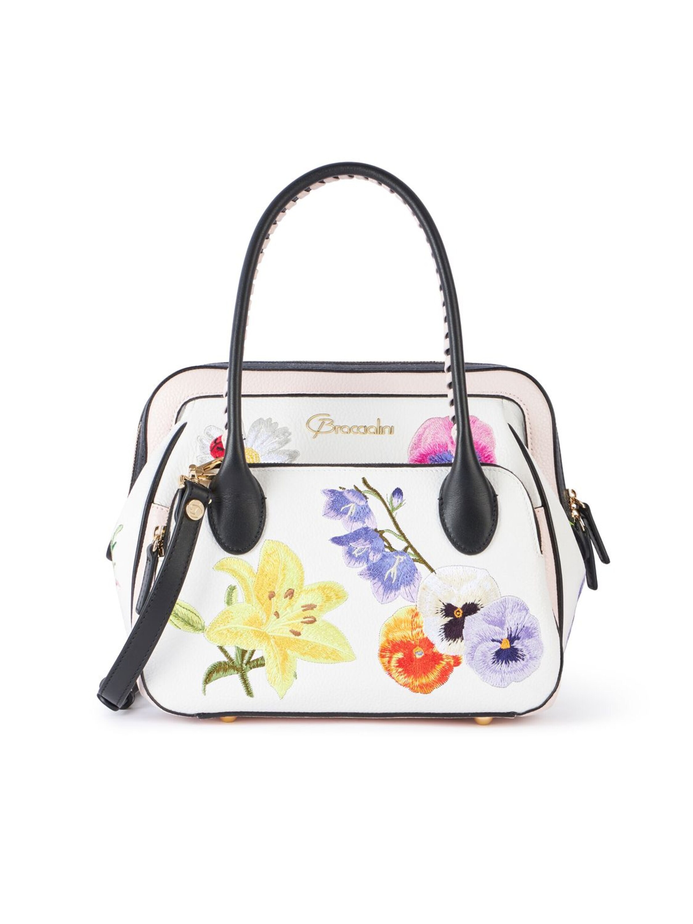Borsa a mano 'Clio Bouquet' di Braccialini in bianco: frontale