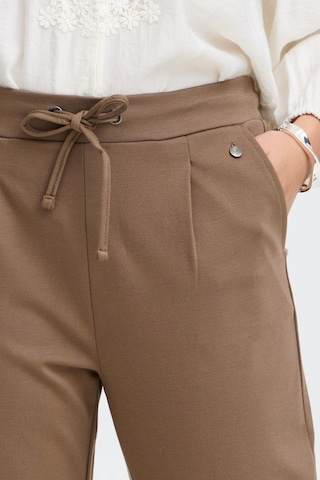 Fransa - Tapered Calças com pregas 'FRZastretch' em castanho