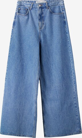 Wide leg Jeans de la Bershka pe albastru: față