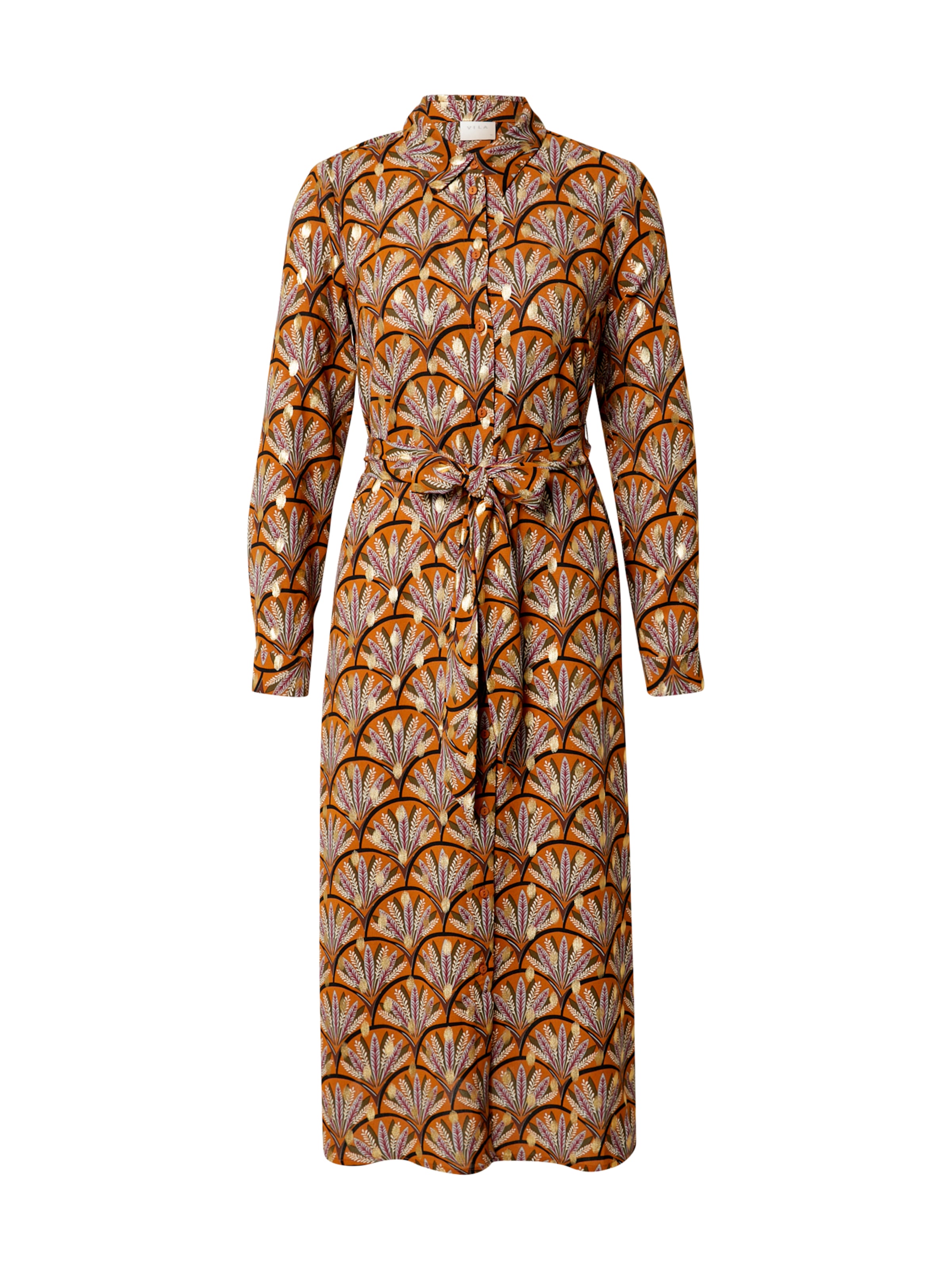 Vila Kleid Zino In Senf Gold Lila Orange About You 