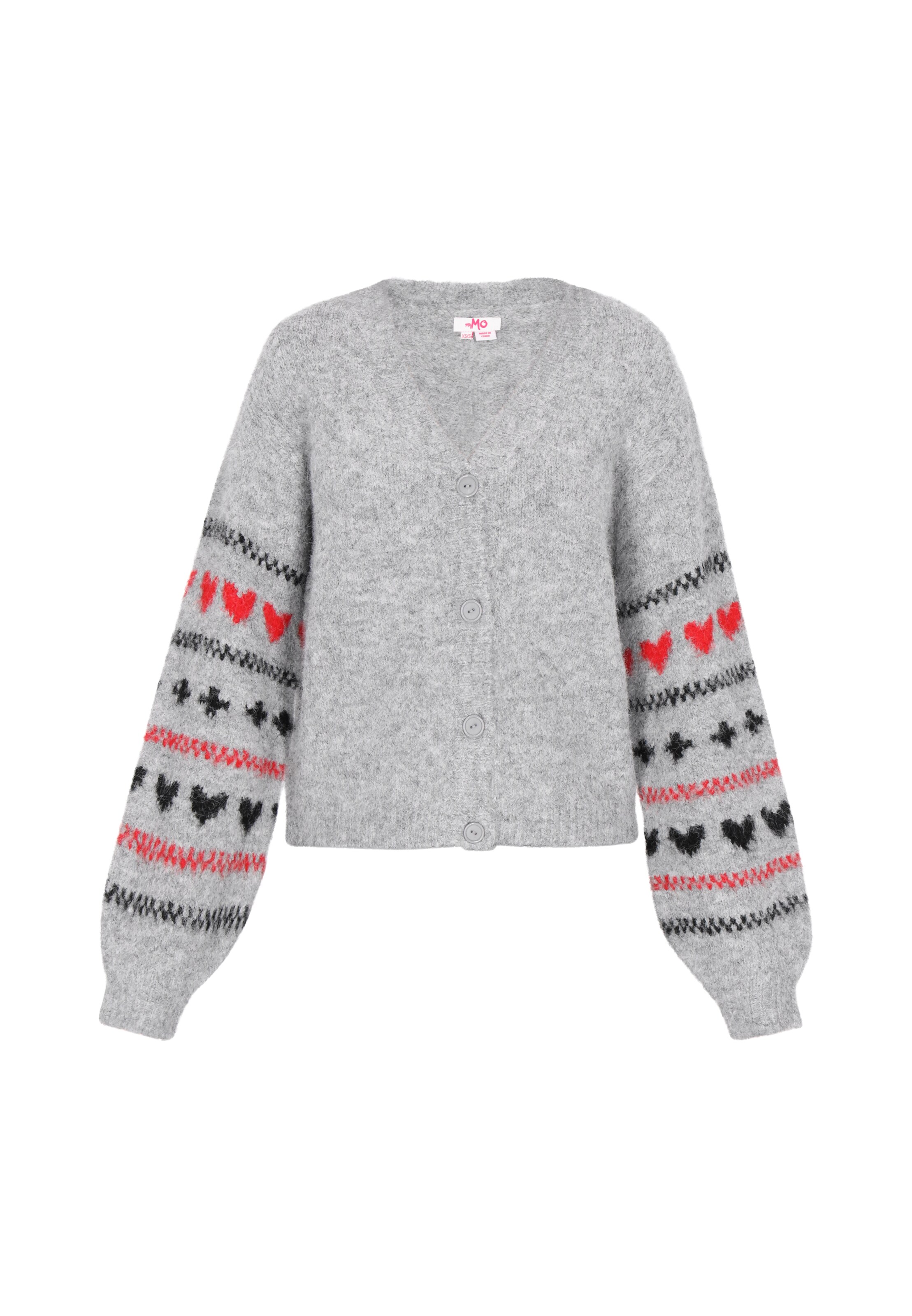 Geacă tricotată de la MYMO pe gri: față