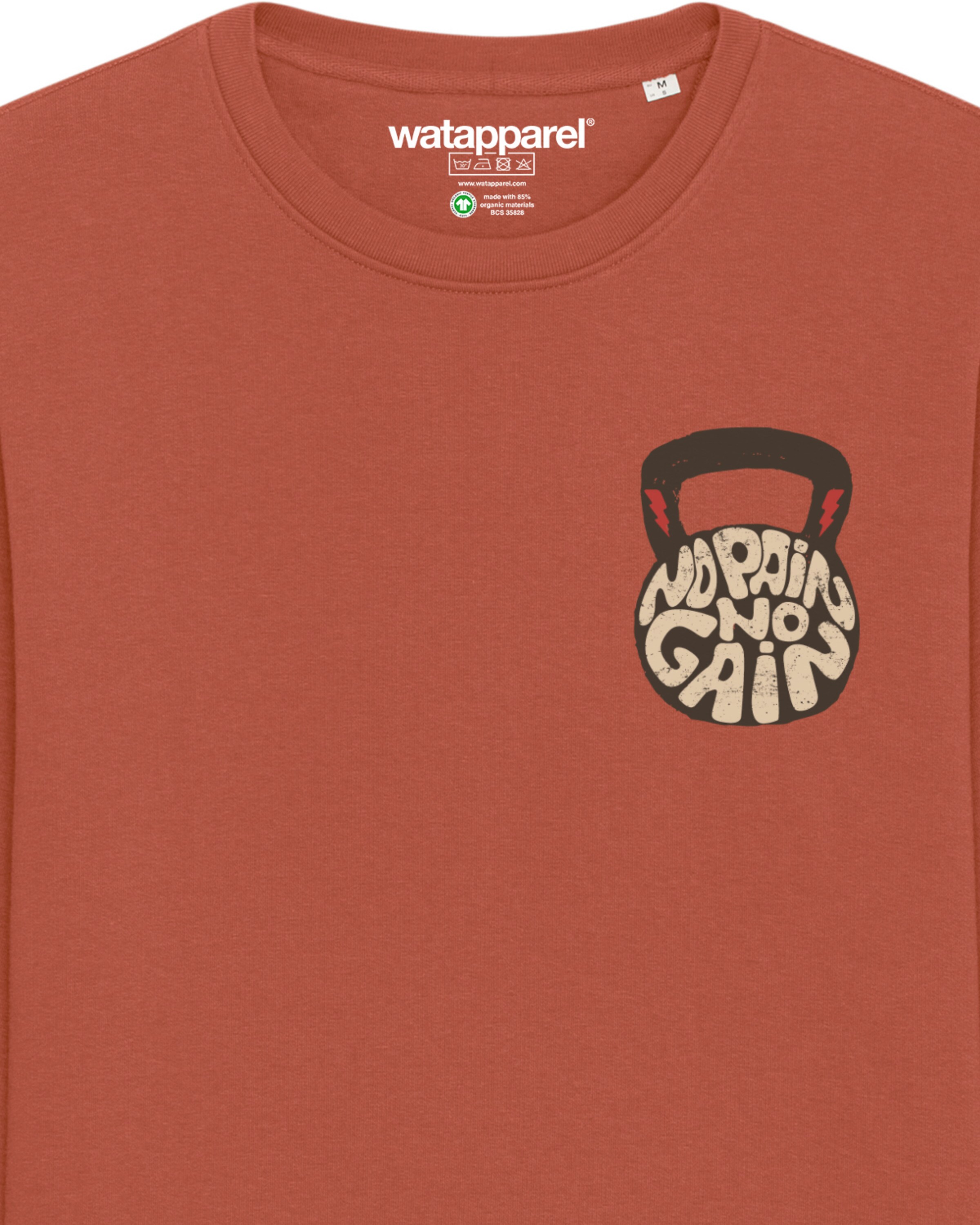 Sweat-shirt 'No Pain, no Gain 01' Watapparel en orange