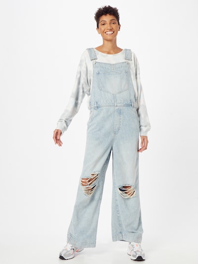 Free People Jean Overalls in Blue denim, View model