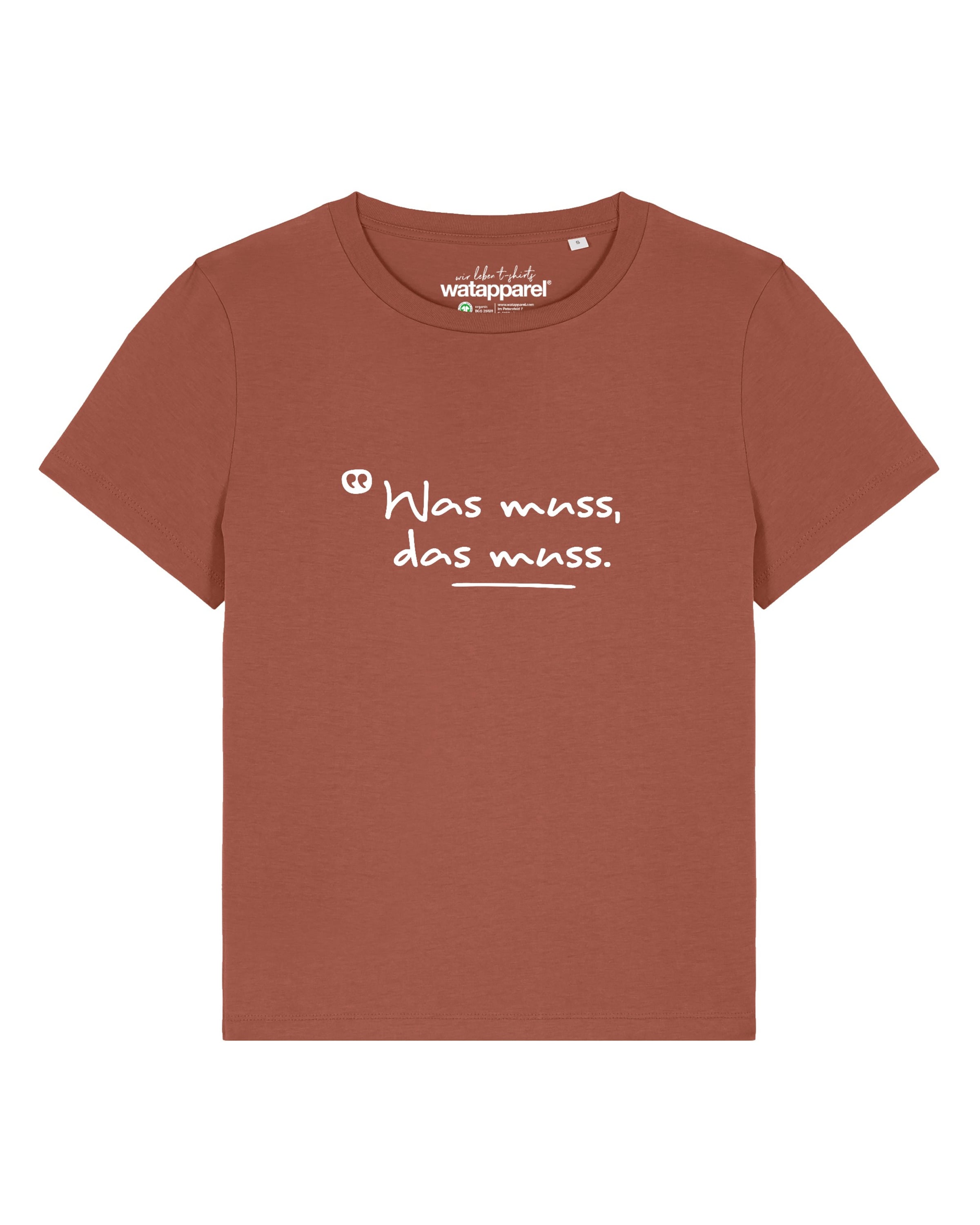 Watapparel T-Shirt 'Was muss das muss' in Orange: Vorderseite