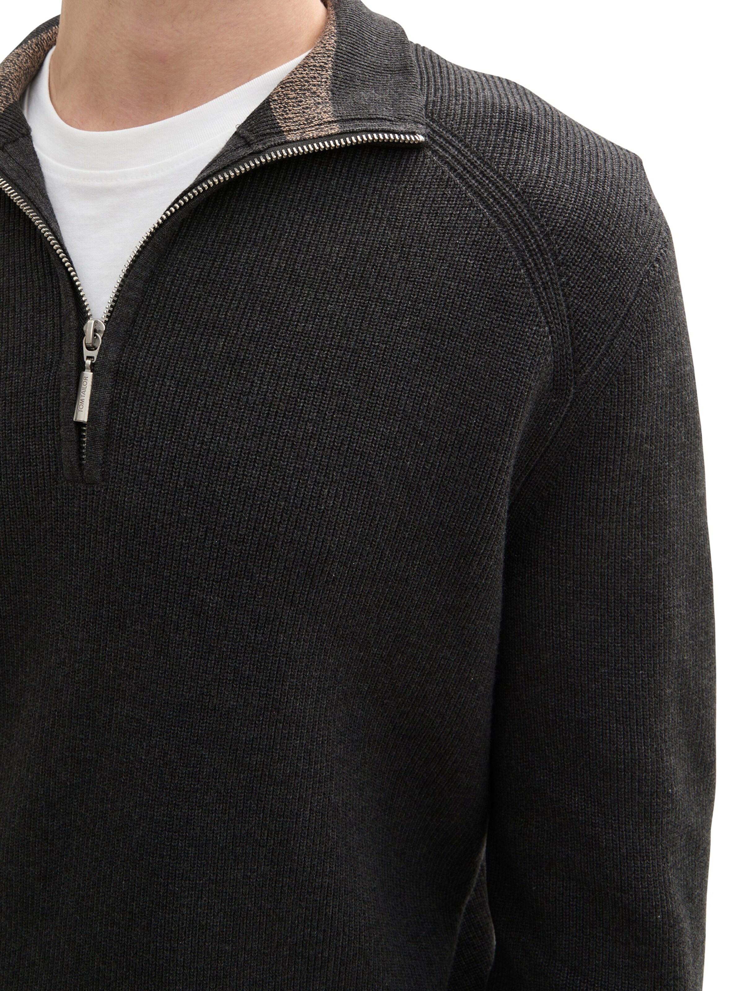 TOM TAILOR Sweater 'Troyer' in Black