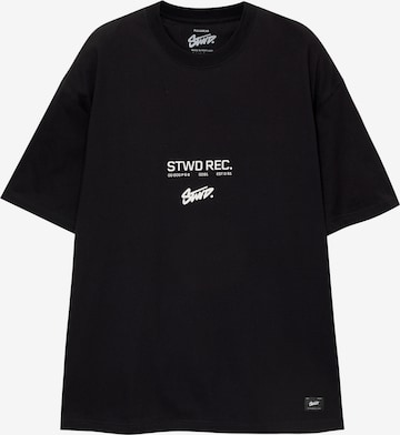 Pull&Bear Shirt 'STWD RECORDS' in Black: front
