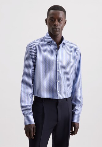 Coupe regular Chemise business 'Schwarze Rose' SEIDENSTICKER en bleu : devant