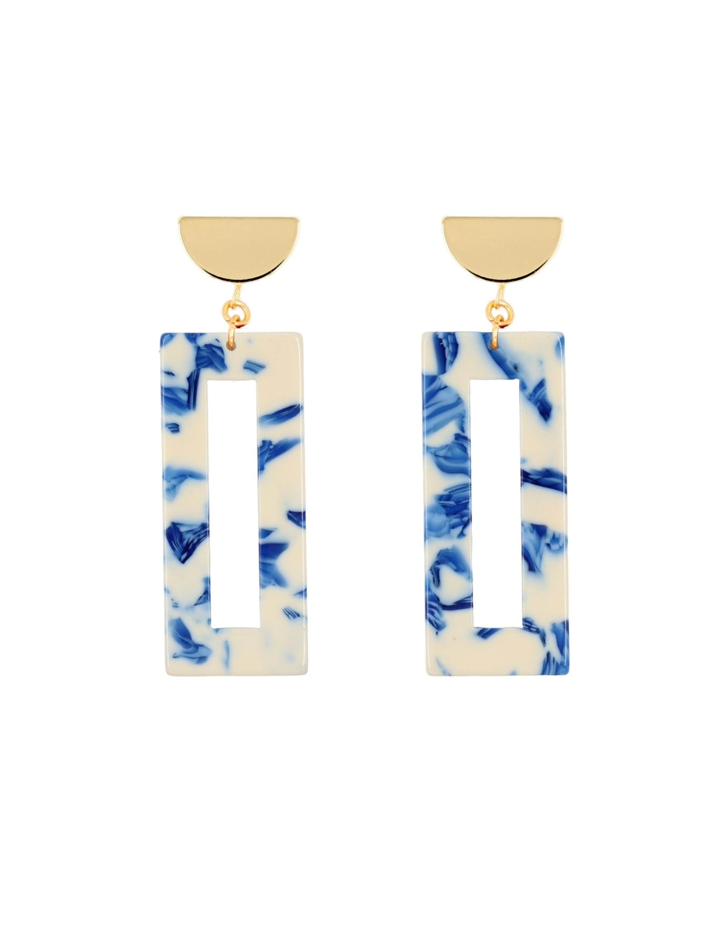 Fräulein Wunder Earrings 'Acetat Akane' in Blue: front