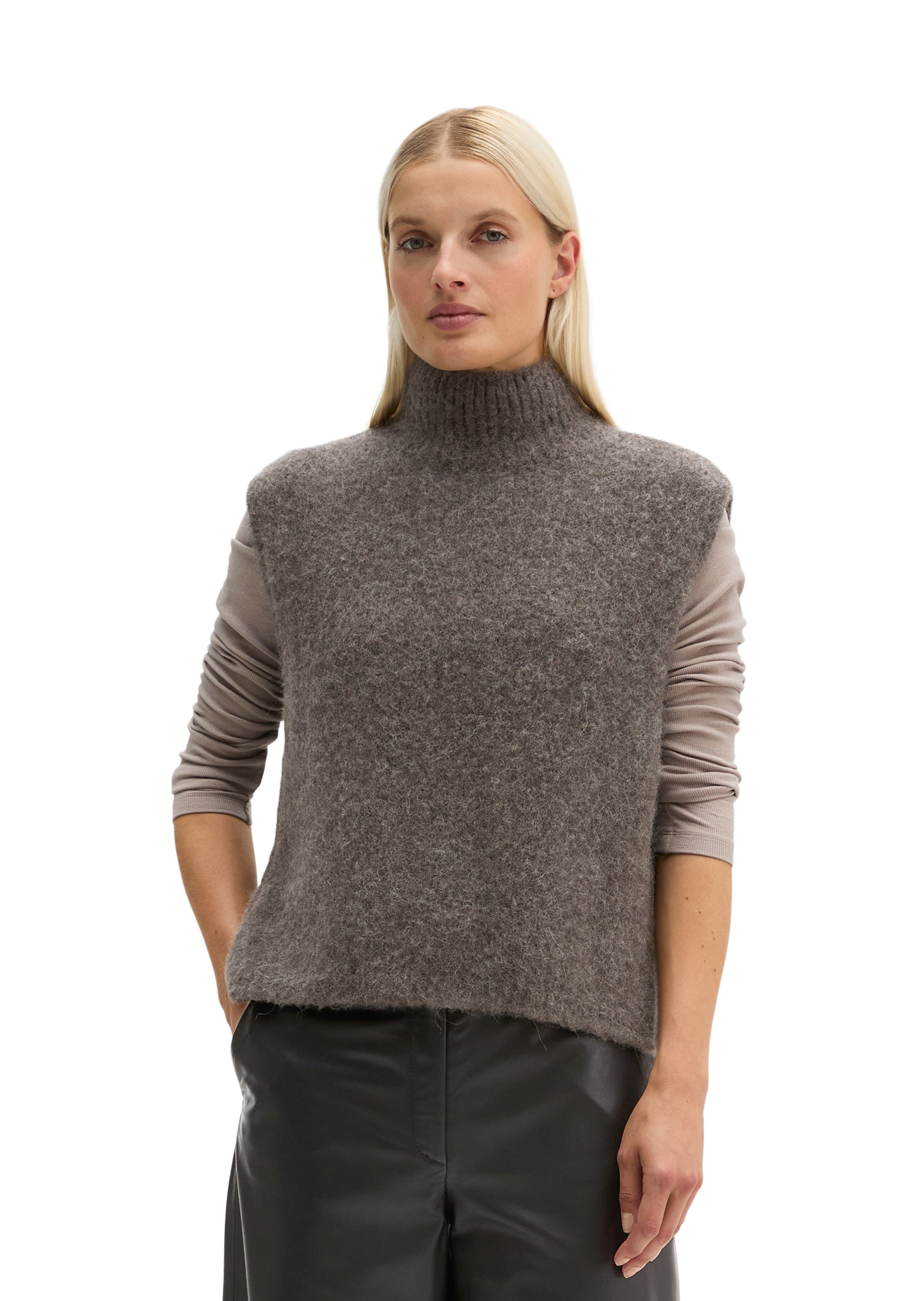 Marc O'Polo Knitted vest in Brown: front