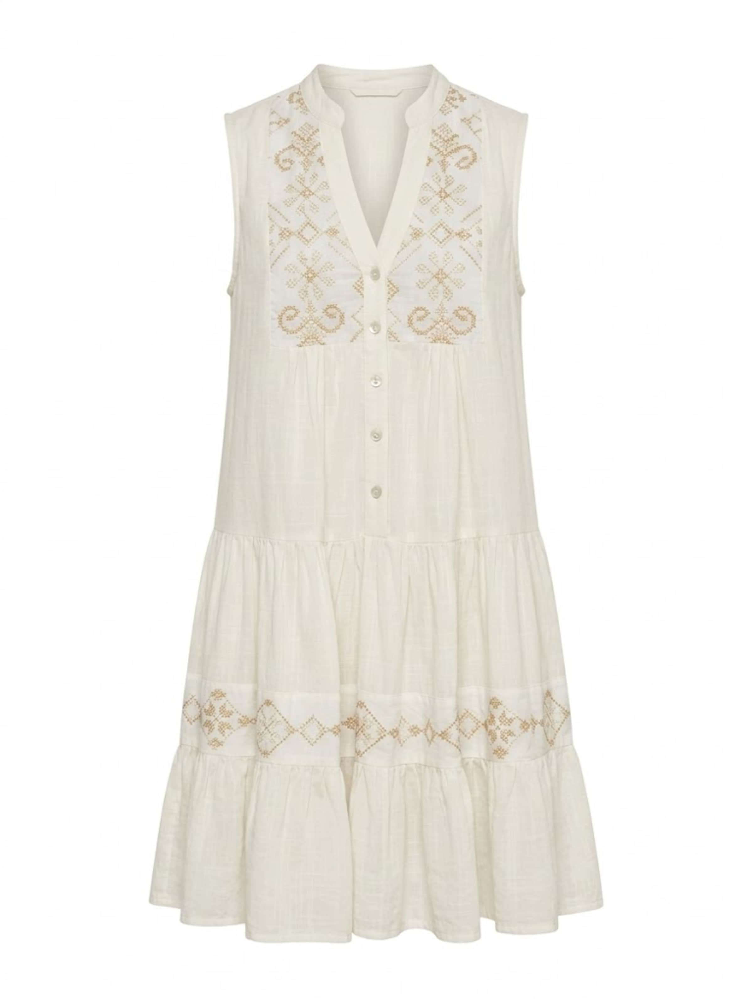 Apricot Embroidered Detail Tiered Sleeveless Dress ' ' in Weiß: Vorderseite