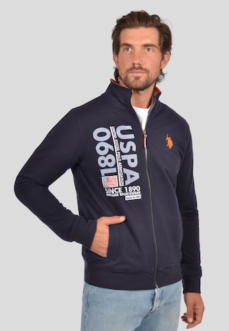 U.S. POLO ASSN. Zip-Up Hoodie in Blue: front