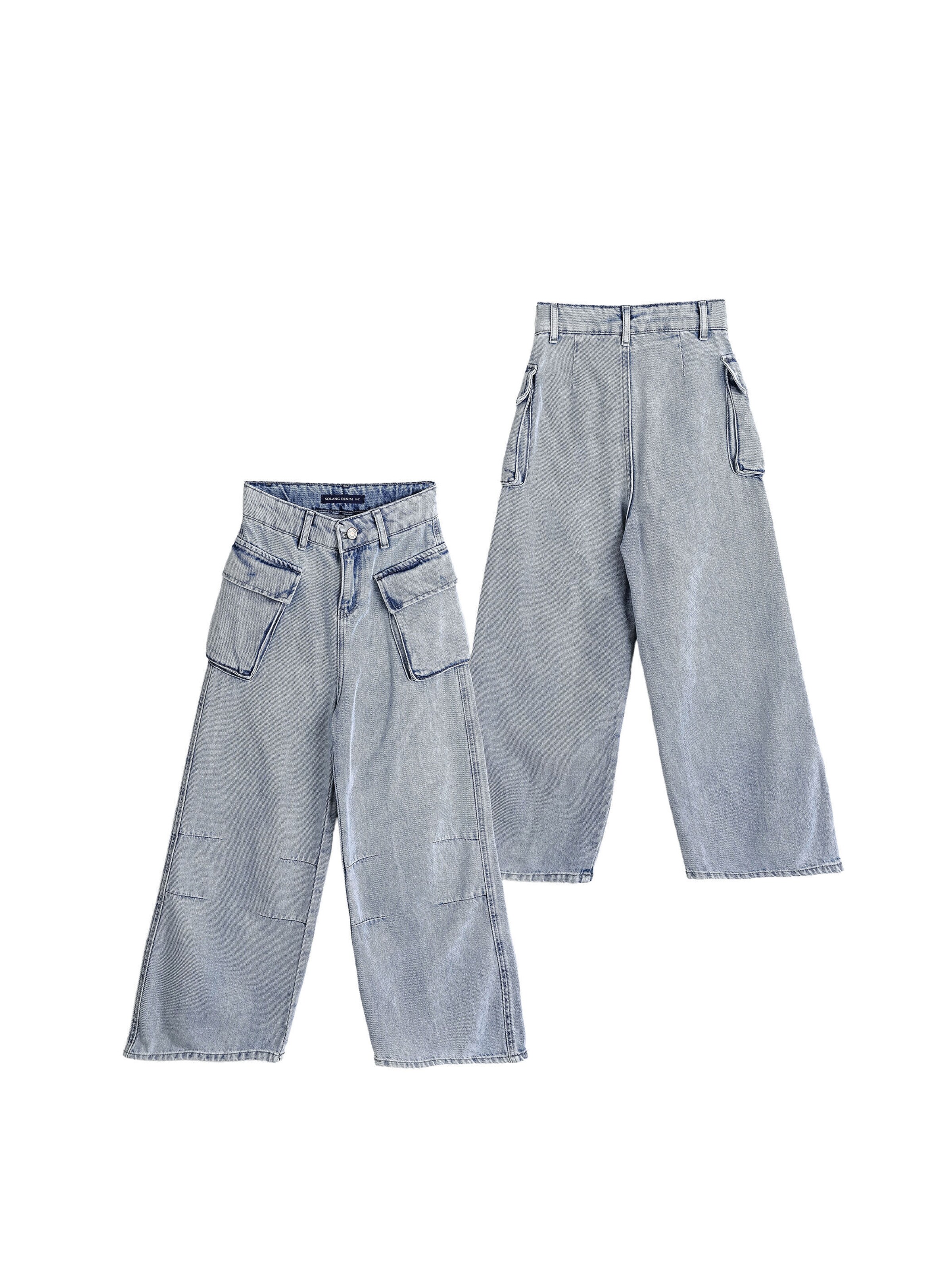 Solang Regular Hose Denim-Cargo-Hose mit Cargotaschen in Blau