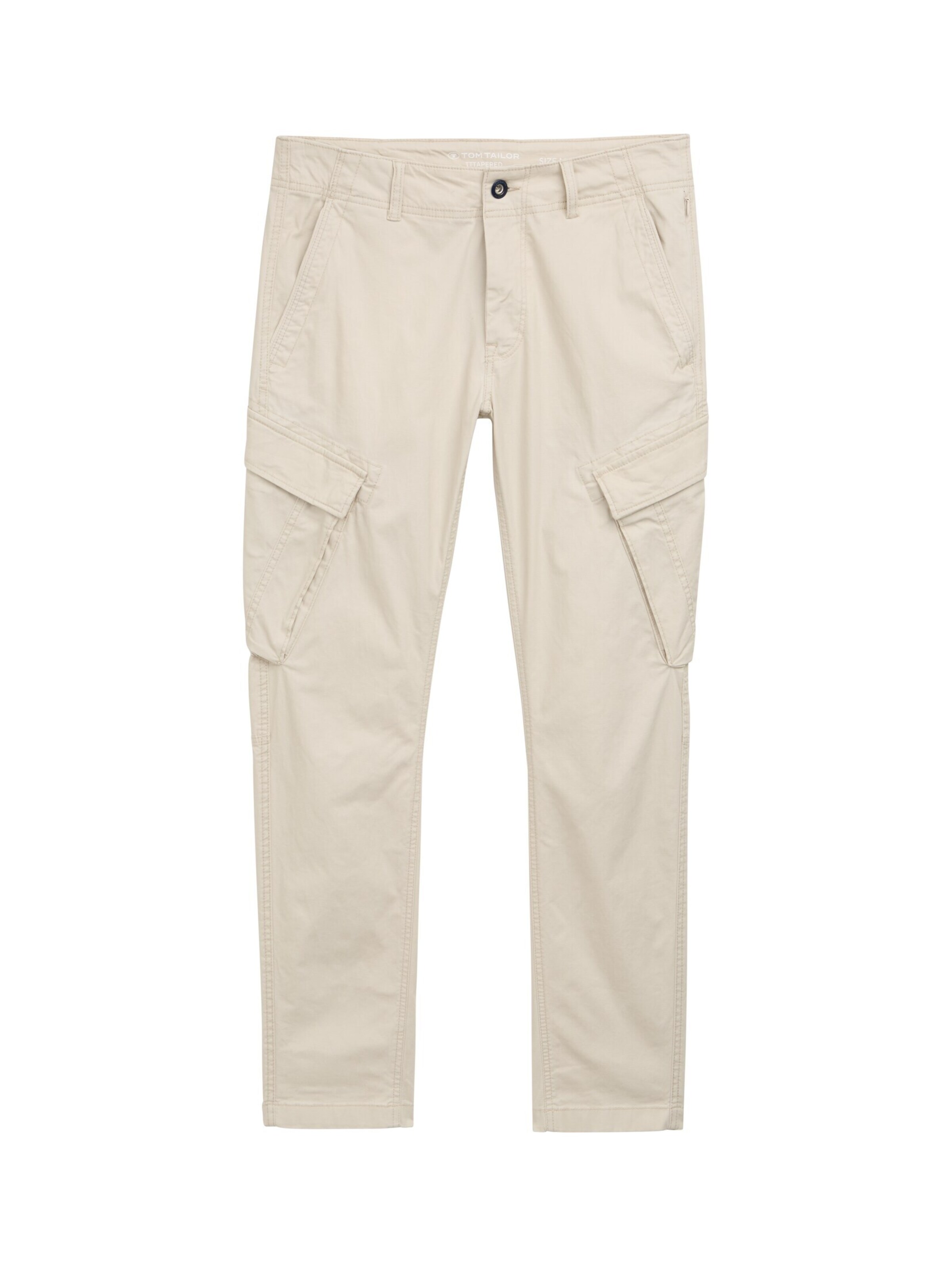 TOM TAILOR Tapered Cargo trousers in Beige: front