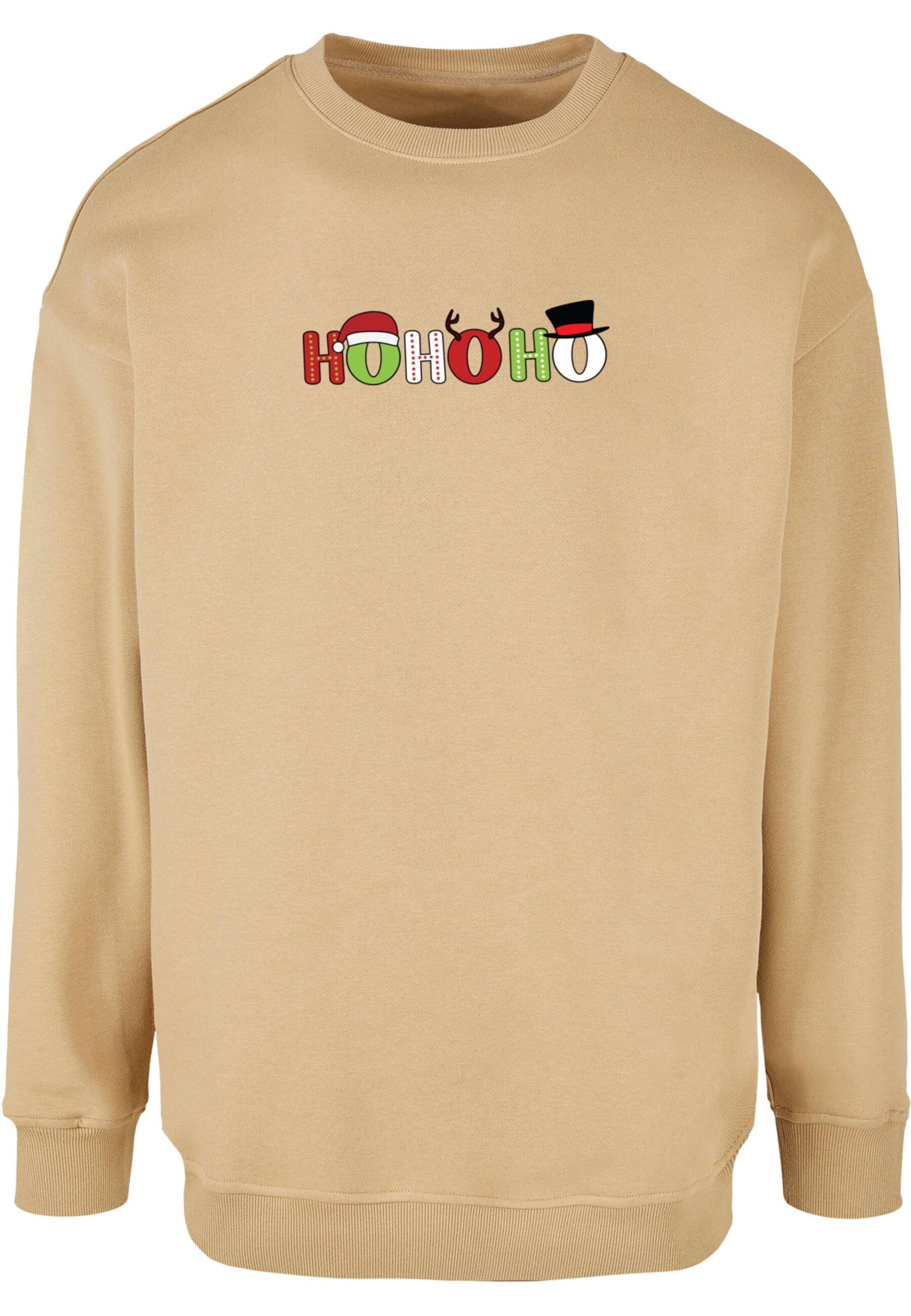 Merchcode Sweatshirt 'Christmas Ho Ho Ho' in Beige: Vorderseite