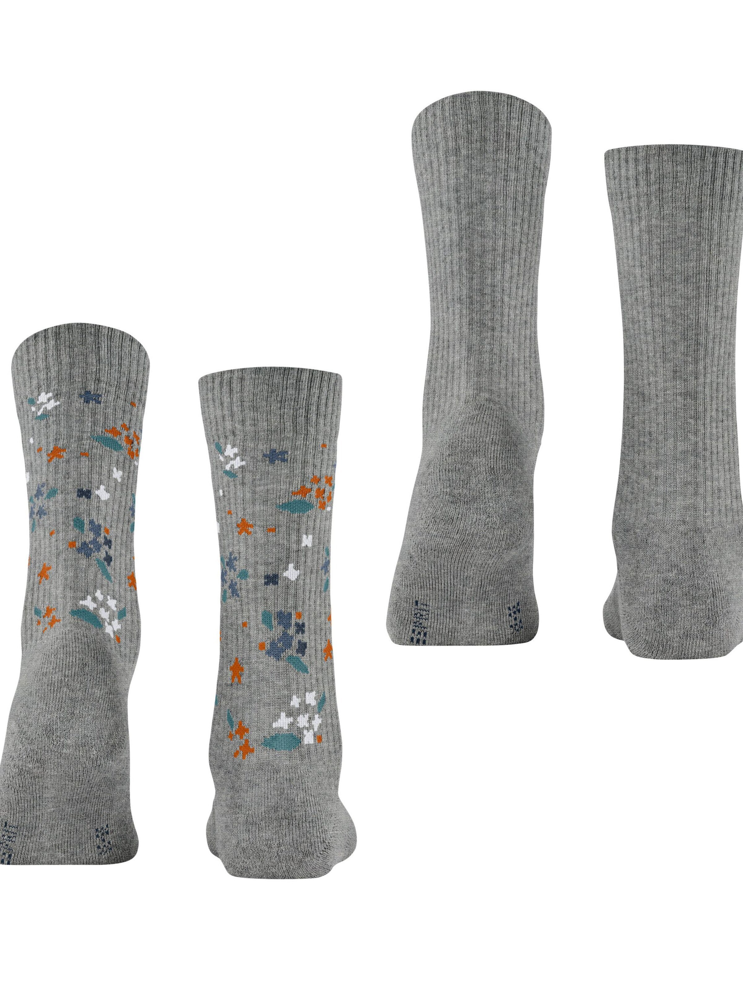 ESPRIT Socks 'Flower Rib 2-Pack' in Grey
