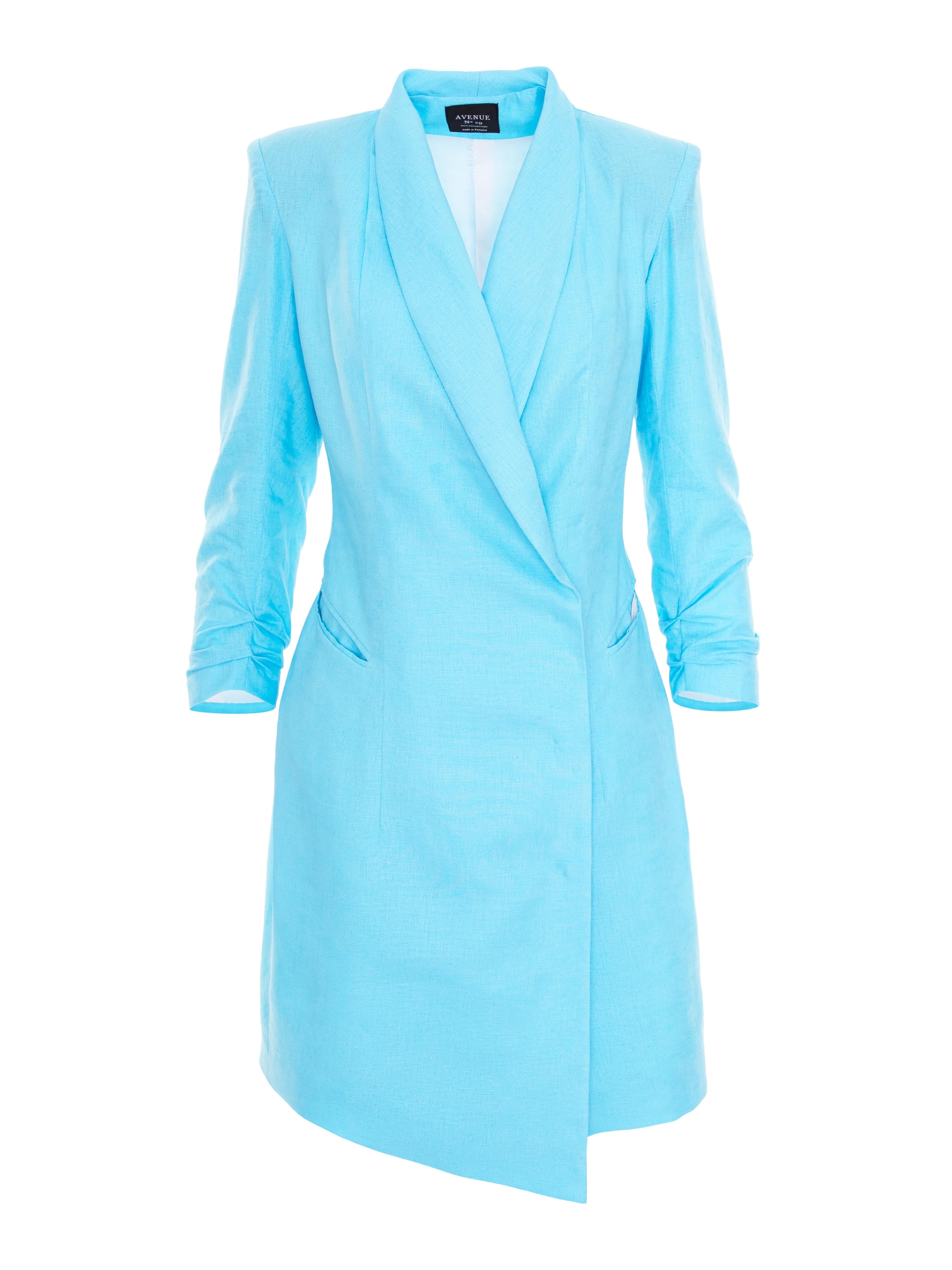 AVENUE N°29 Dress 'Asymmetric Tailored Blazer Dress - Aqua' in Blue: front